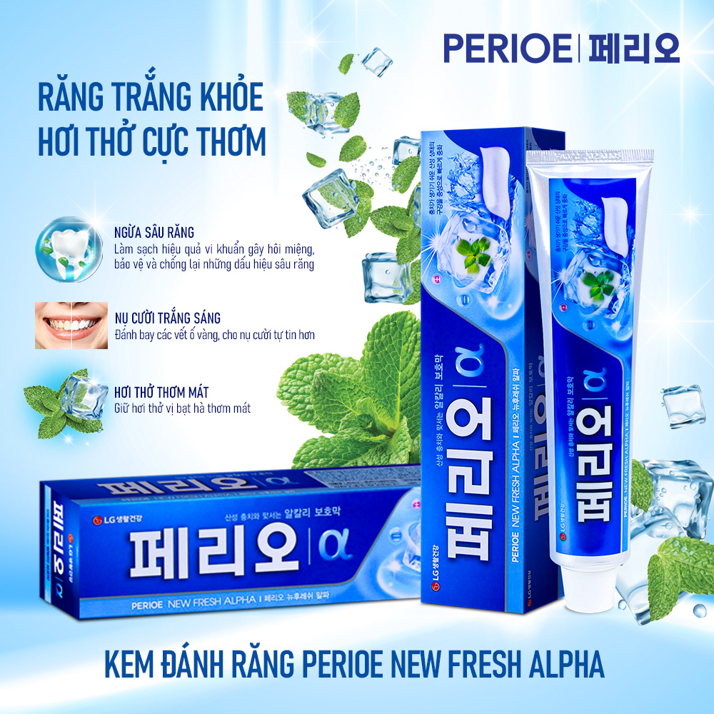 Kem đánh răng ngừa sâu răng Perioe New Fresh Alpha